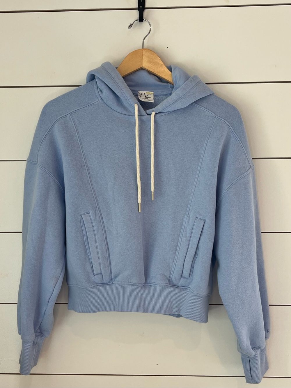 Offline by aerie Light Blue Cropped Hoodie with Front‎ Pockets